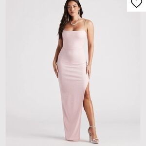 Windsor Mckayla Pink Formal Glitter Strappy Back Maxi Dress Medium